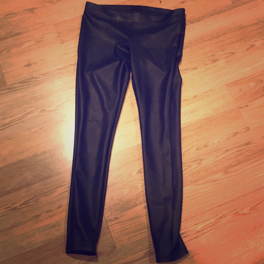 Black faux leather leggings